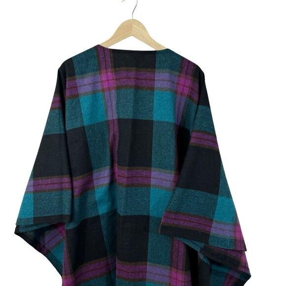 Vintage Union Made Catch Me Wool Plaid Sweater Shawl Wrap USA Made Womens - Picture 13 of 15